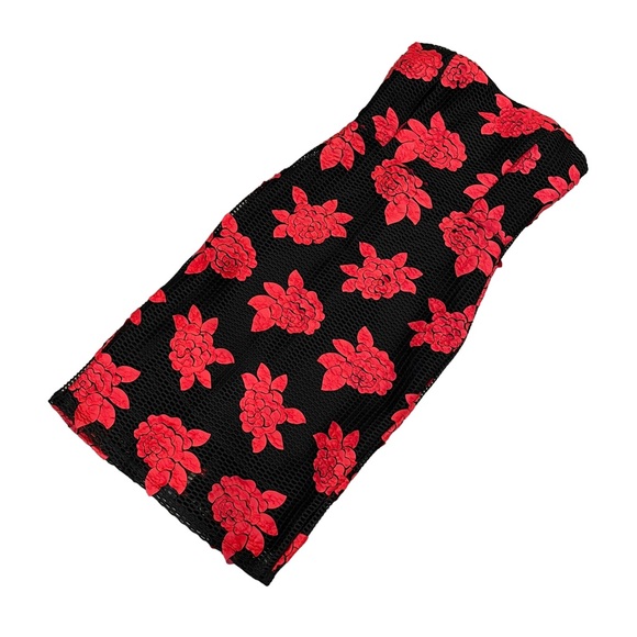 Mystic Floral Rose Appliqué Mesh Bodycon Dress - Picture 10 of 14